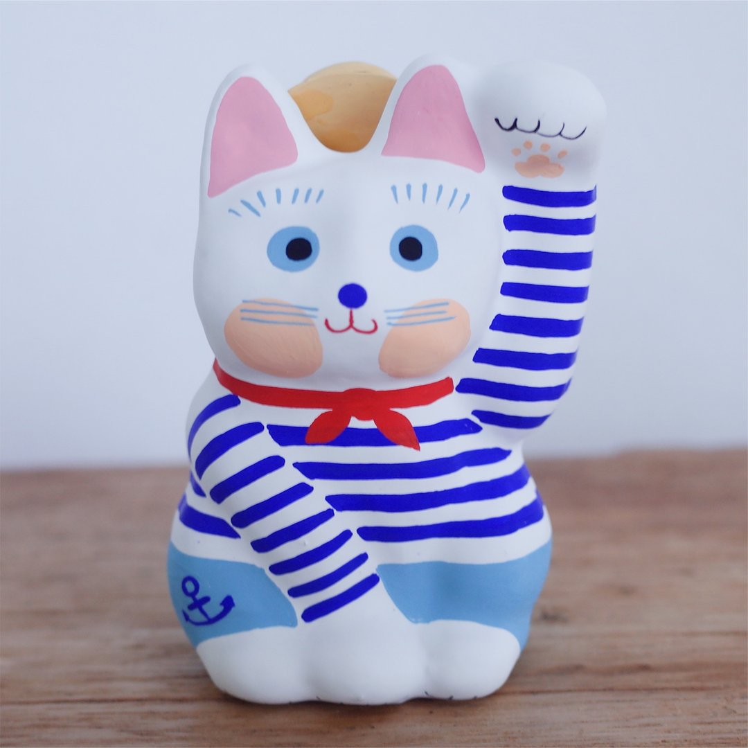 Lucky Cat marine look right hand beckoning - 玩偶/公仔 - 纸 