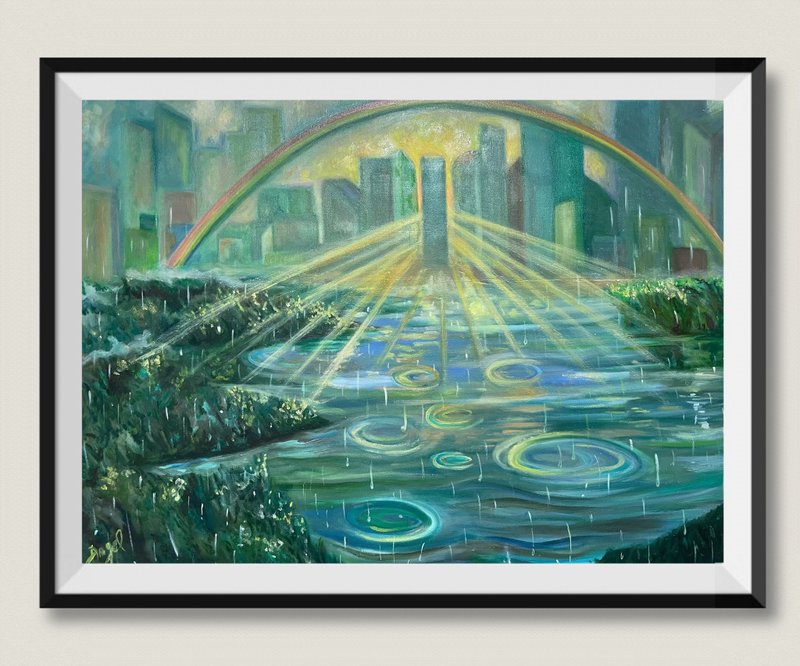 天使画廊 - 恩雨降下来 - 手工油画 - 订制油画 -挂画 - 海报/装饰画/版画 - 棉．麻 