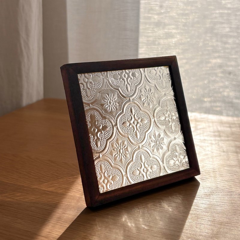 【胡桃木色】海棠花复古压花玻璃 mini 小托盘 - 其他 - 玻璃 咖啡色