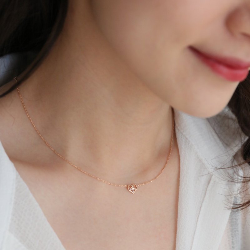 京华钻石 小欢心 10K玫瑰金 共0.02克拉 轻珠宝钻石项链 情人礼物 - 项链 - 钻石 金色