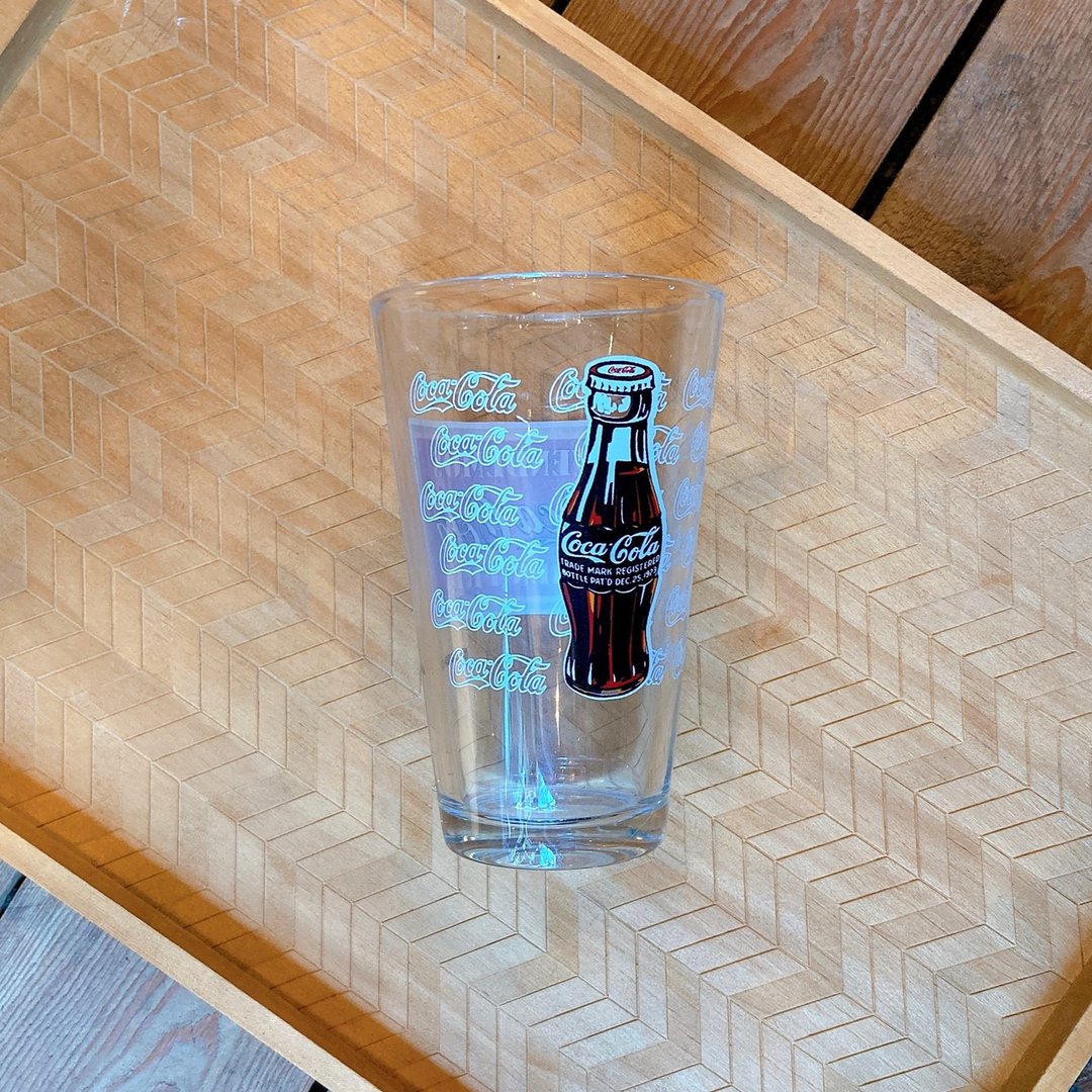美国带回 Coca Cole红浮印黄Vendemos曲线瓶白Logo印花复刻玻璃杯 - 玻璃杯 - 玻璃 透明