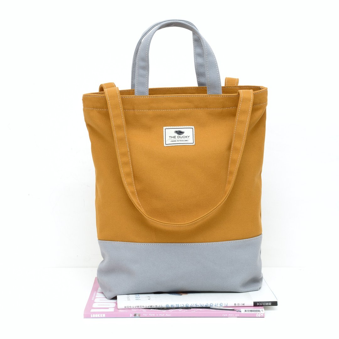2way-tote - mustard - 手提包/手提袋 - 棉 黄色