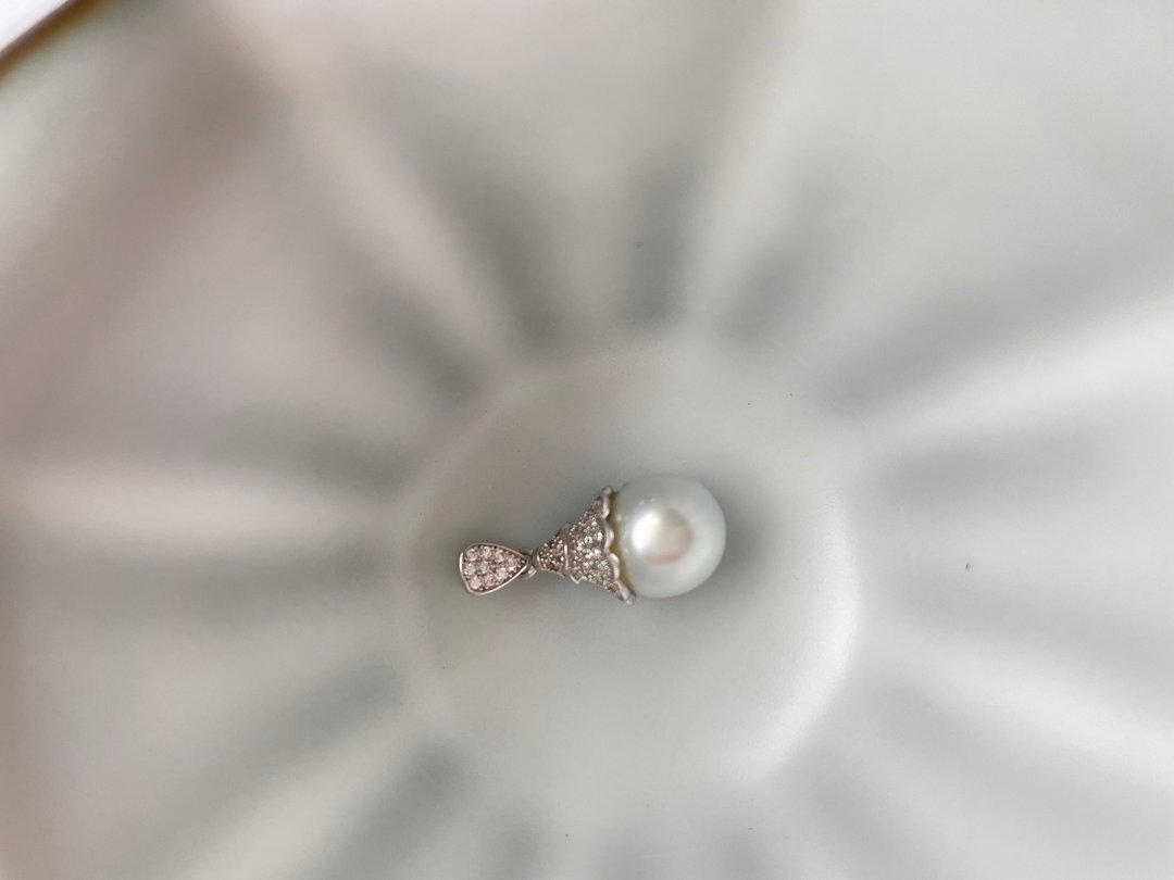 天然海水珍珠 澳白珍珠 纯银吊坠 赠项链 - 项链 - 珍珠 白色