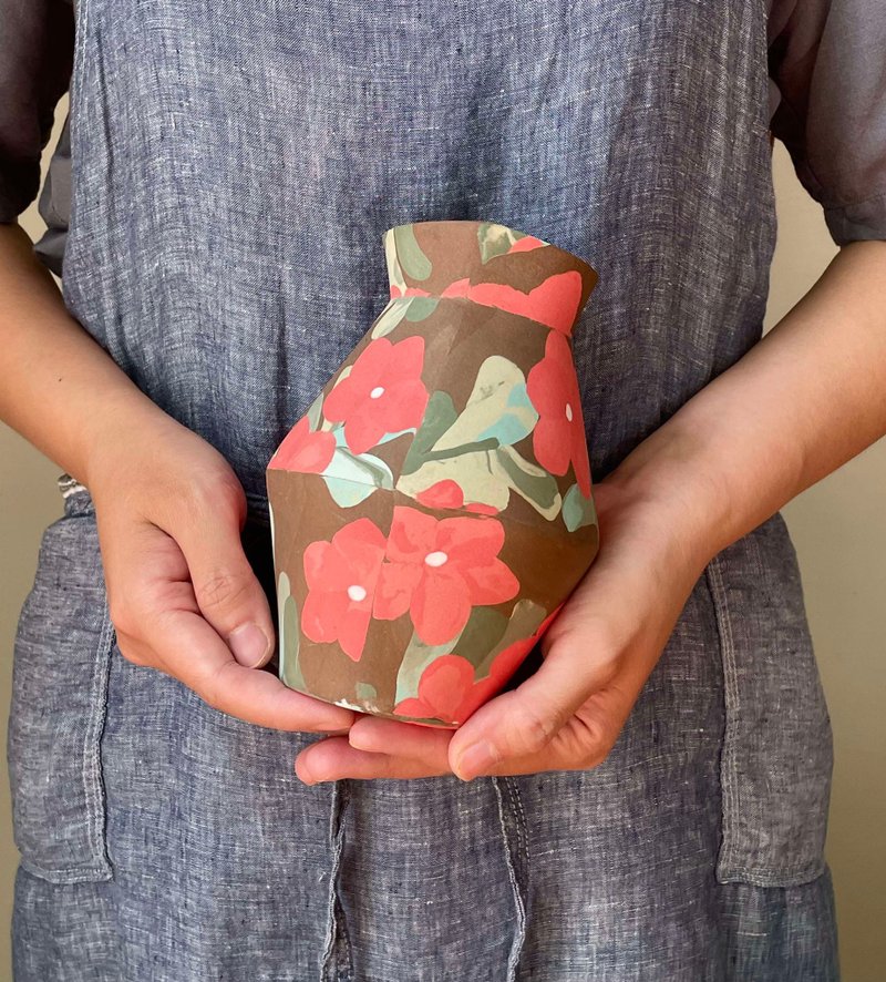 红色日日春瓮型花器 - 花瓶/陶器 - 瓷 