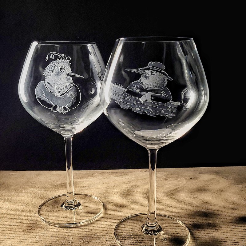 【周年婚庆 】客定手雕 I see you 红酒对杯 雕图/免费刻字 - 酒杯/酒器 - 玻璃 透明