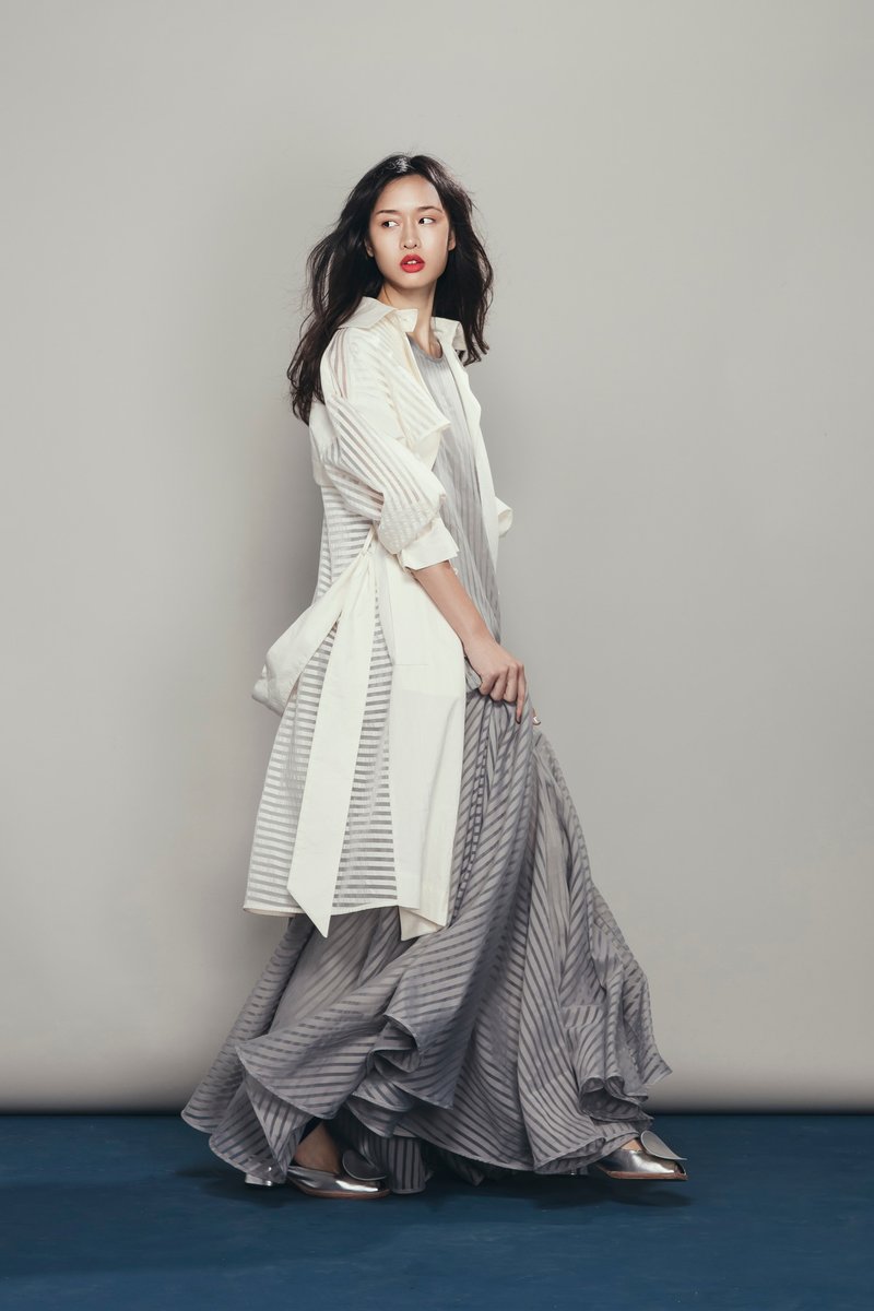 条纹拼接外套 - 女装休闲/机能外套 - 棉．麻 