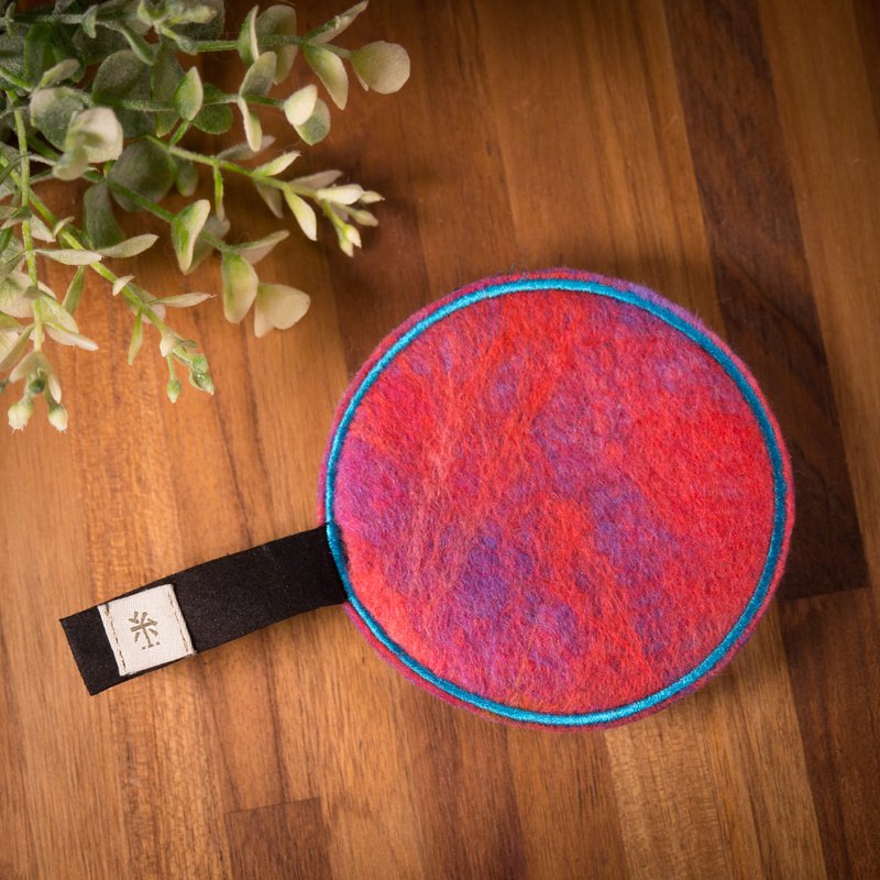 手工羊毛毡温暖圆形杯垫 - 杯垫 - 羊毛 多色