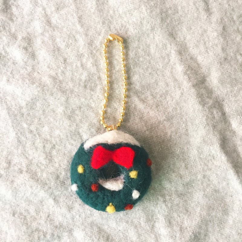 圣诞节早晨 - 羊毛毡圣诞花圈吊饰 定制化礼物 圣诞礼盒 - 吊饰 - 羊毛 绿色