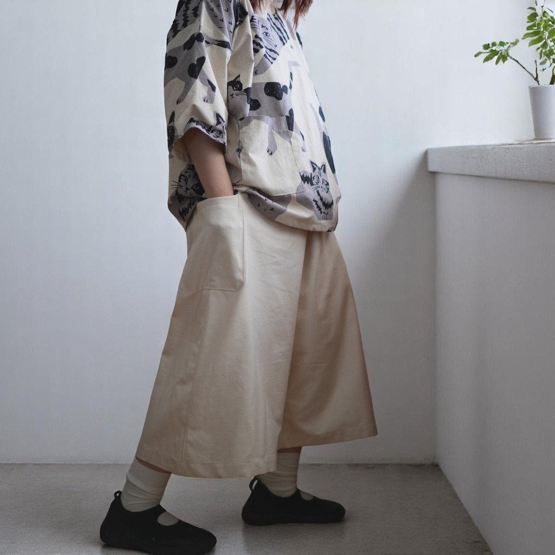 香草籽籽厚磅低档裤裙 - 女装长裤 - 棉 白色
