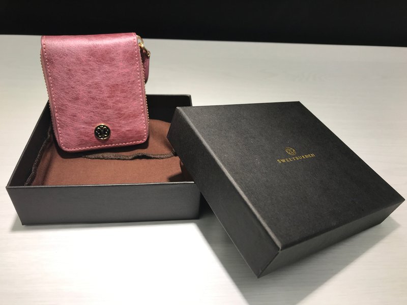 SWEETBURDEN 蚕丝牛皮-信用卡包 洋红 风琴卡夹 真牛皮 手作 - 皮夹/钱包 - 真皮 红色