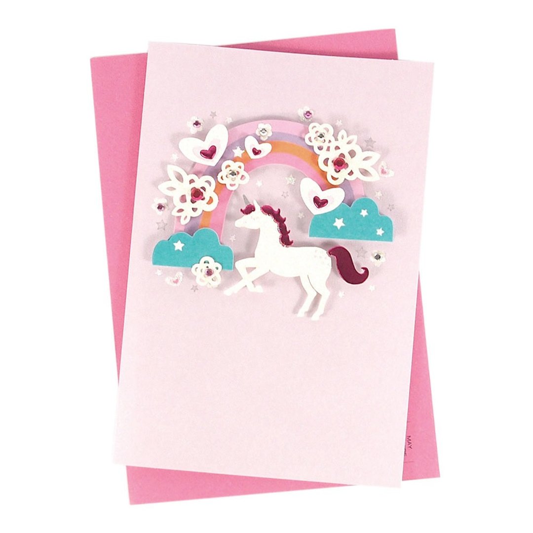 美丽的白马游玩彩虹【Hallmark-Signature 手工系列 生日祝福】 - 卡片/明信片 - 纸 多色