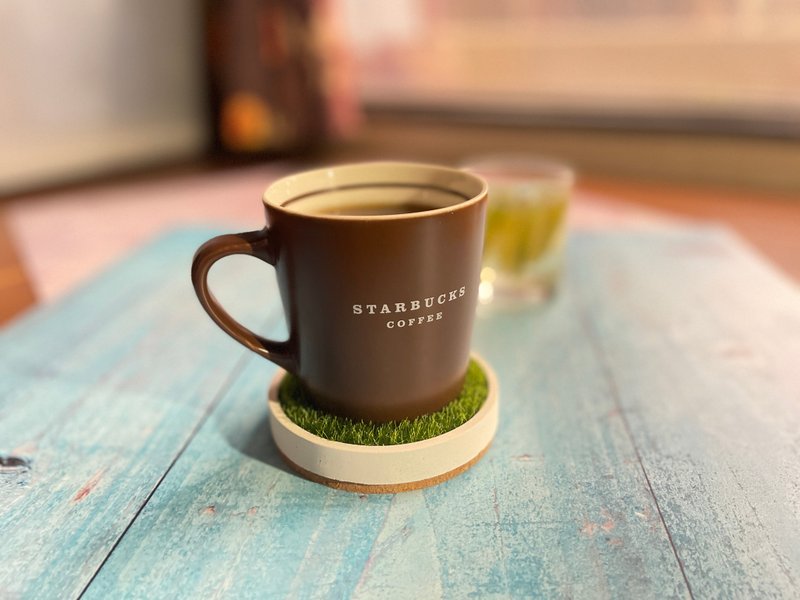 摸摸草皮水泥杯垫 圆滚滚款 - 杯垫 - 水泥 白色