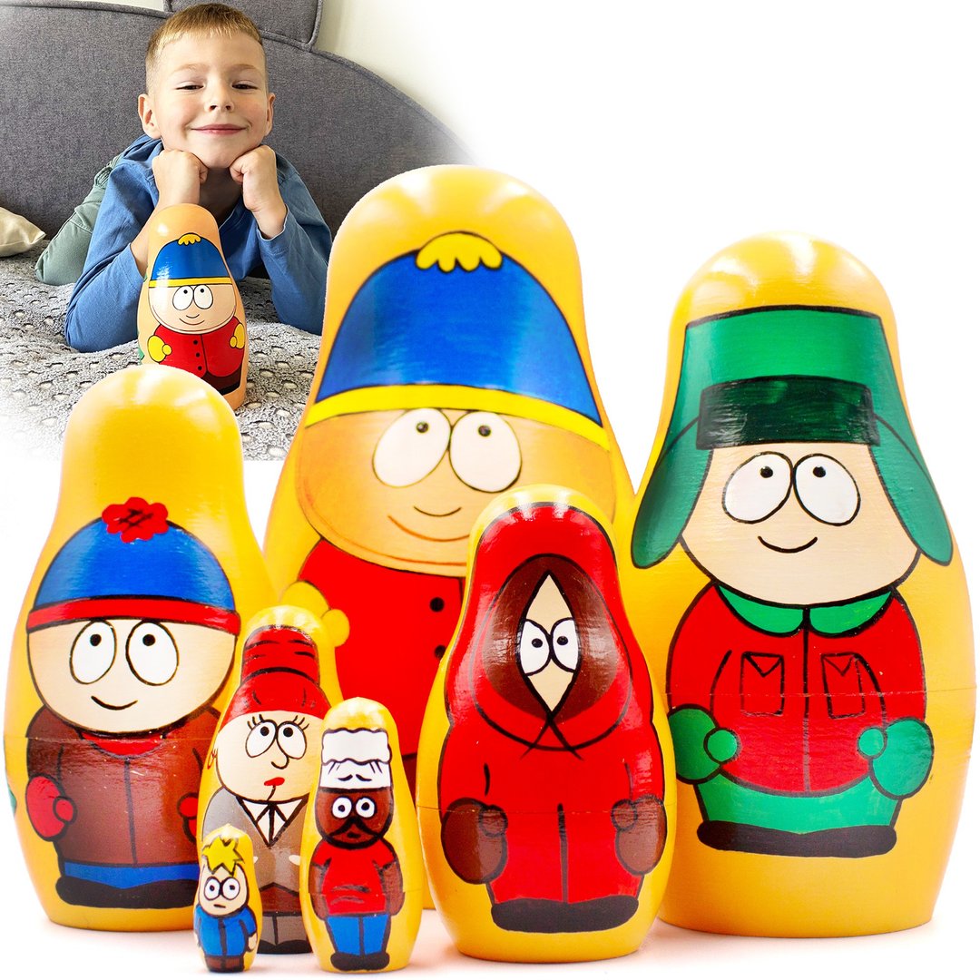 South Park Nesting Dolls 7 pcs - Russian Dolls with Animated Sitcom South Park - 玩具/玩偶 - 木头 多色
