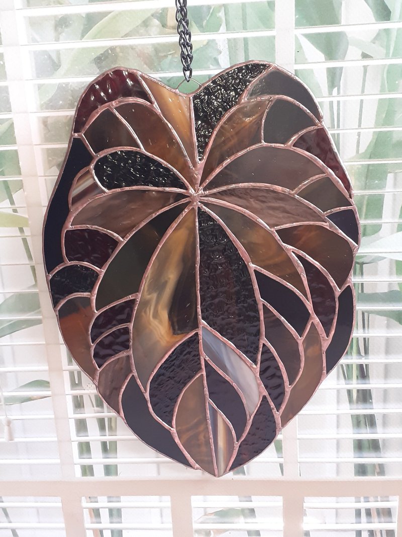 红掌叶彩色玻璃捕光器，黑凤凰彩色玻璃多肉植物 - 墙贴/壁贴 - 玻璃 多色