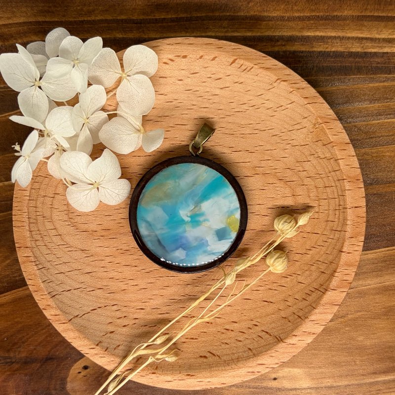 樽盖再生项链吊坠-蓝白金晕染 NP012 - 项链 - 环保材料 