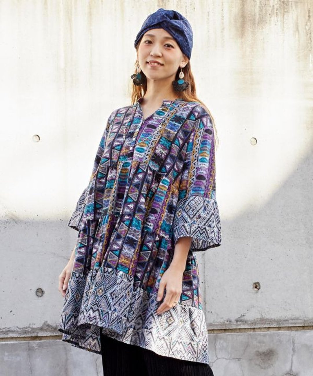 BOHO Tiered Tunic Blouse - 女装衬衫 - 其他材质 