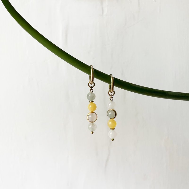 静谧天然石_黄铜耳环_串雅 - 耳环/耳夹 - 半宝石 金色