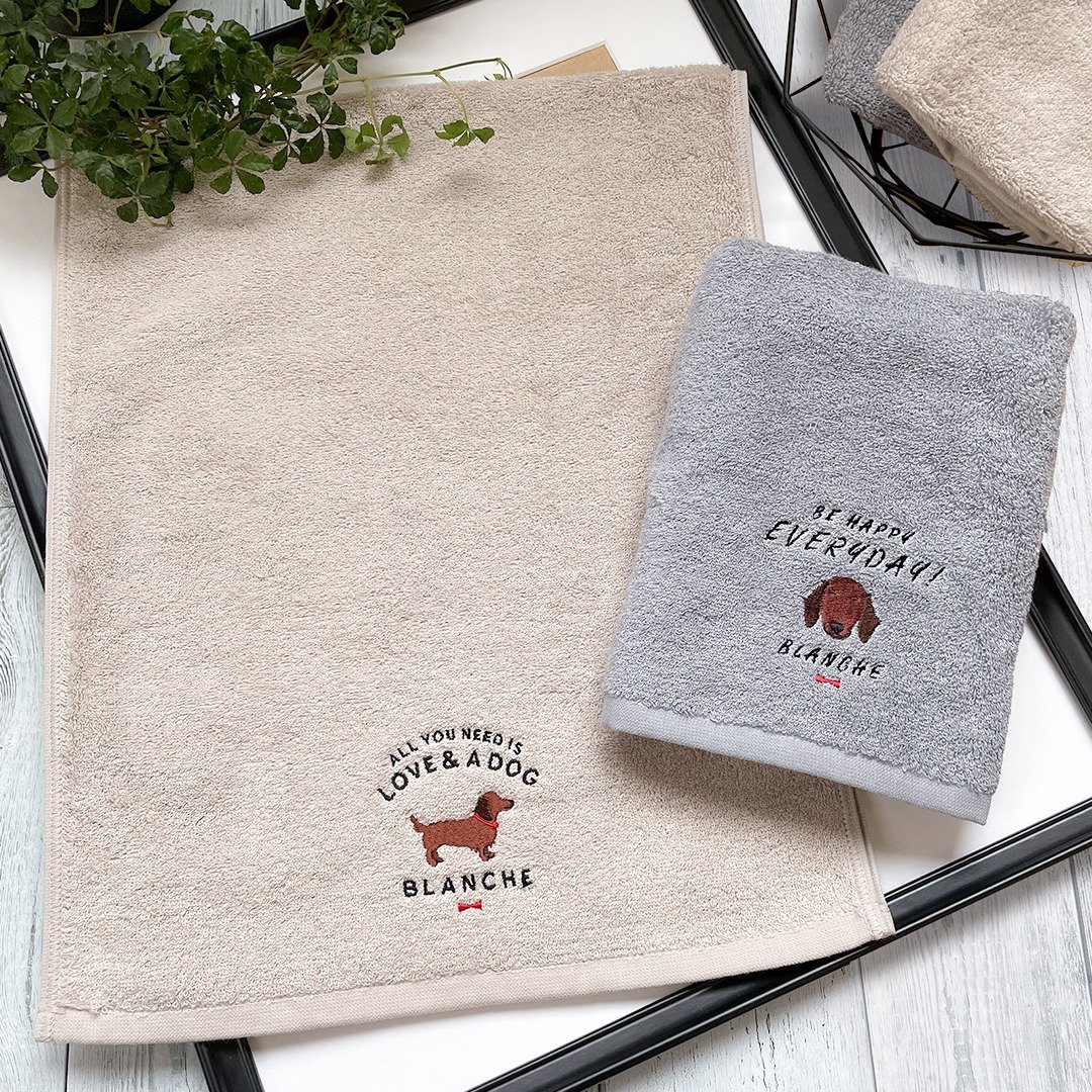 Personalized Miniature dachshund Imabari Face Towel - 毛巾浴巾 - 棉 白色