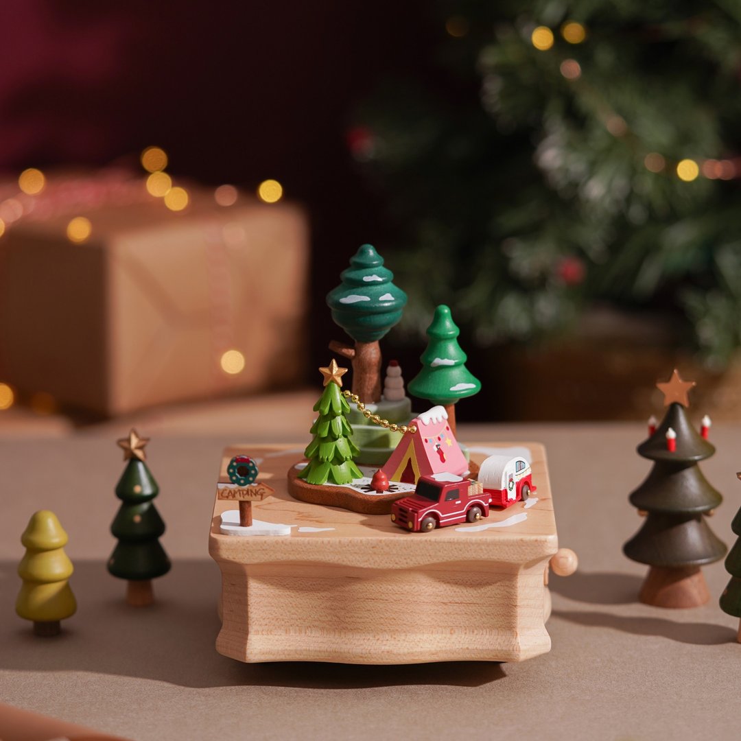 【圣诞露营】小巧绕圈音乐盒 圣诞 Xmas | Wooderful life - 摆饰 - 木头 多色