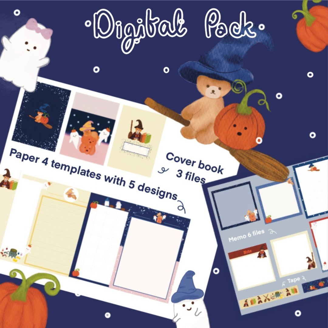 Digital pack paper template book cover, memo, tape, theme Halloween - 电子手帐及素材 - 其他材质 