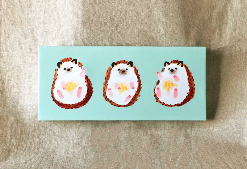 ハリネズミ Hedgehogs |  木制框画 - 海报/装饰画/版画 - 木头 绿色