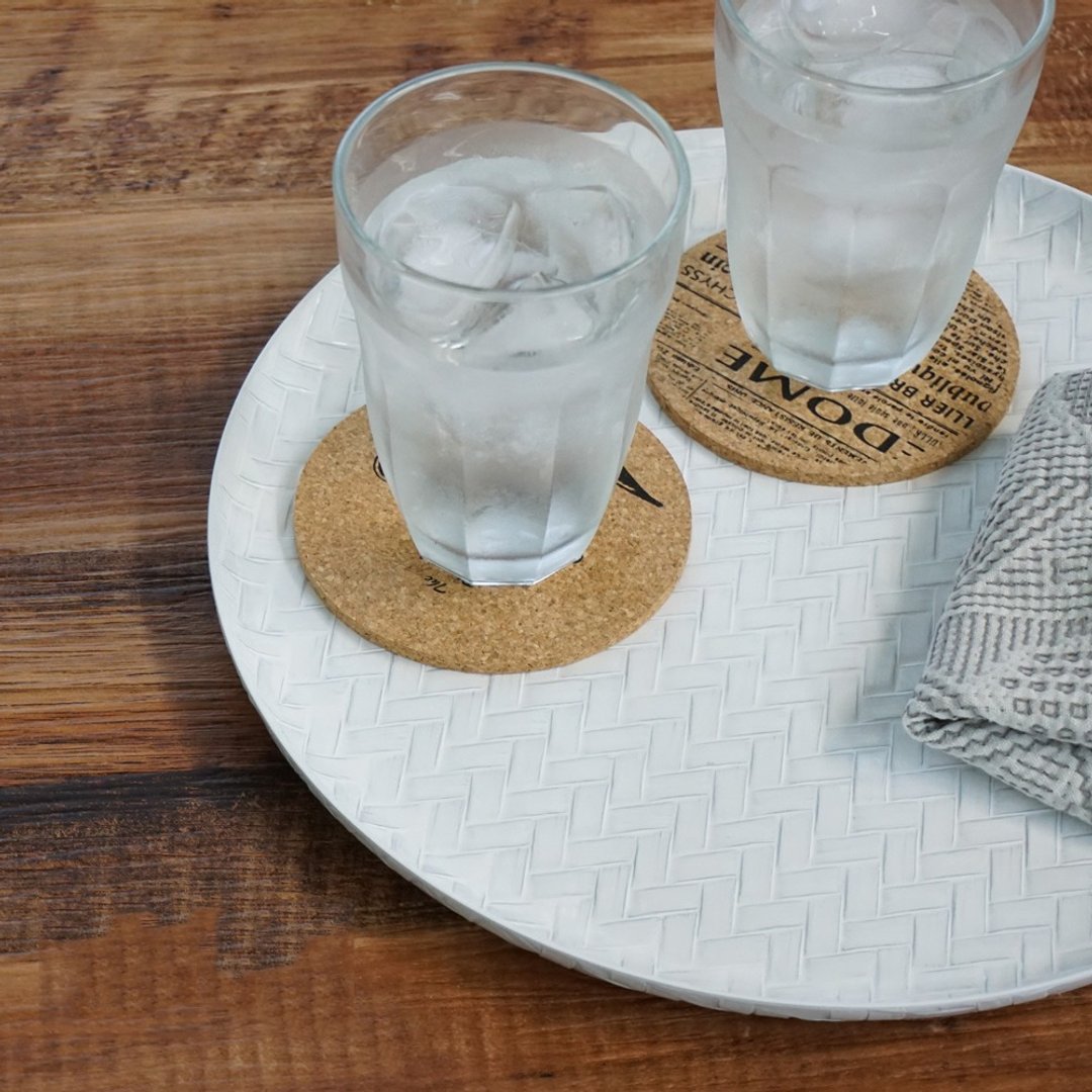 Mat Coating Ajiro Tray Food Plate Meal Lunch Dinner Traditional Made In Japan - 托盘/砧板 - 塑料 白色