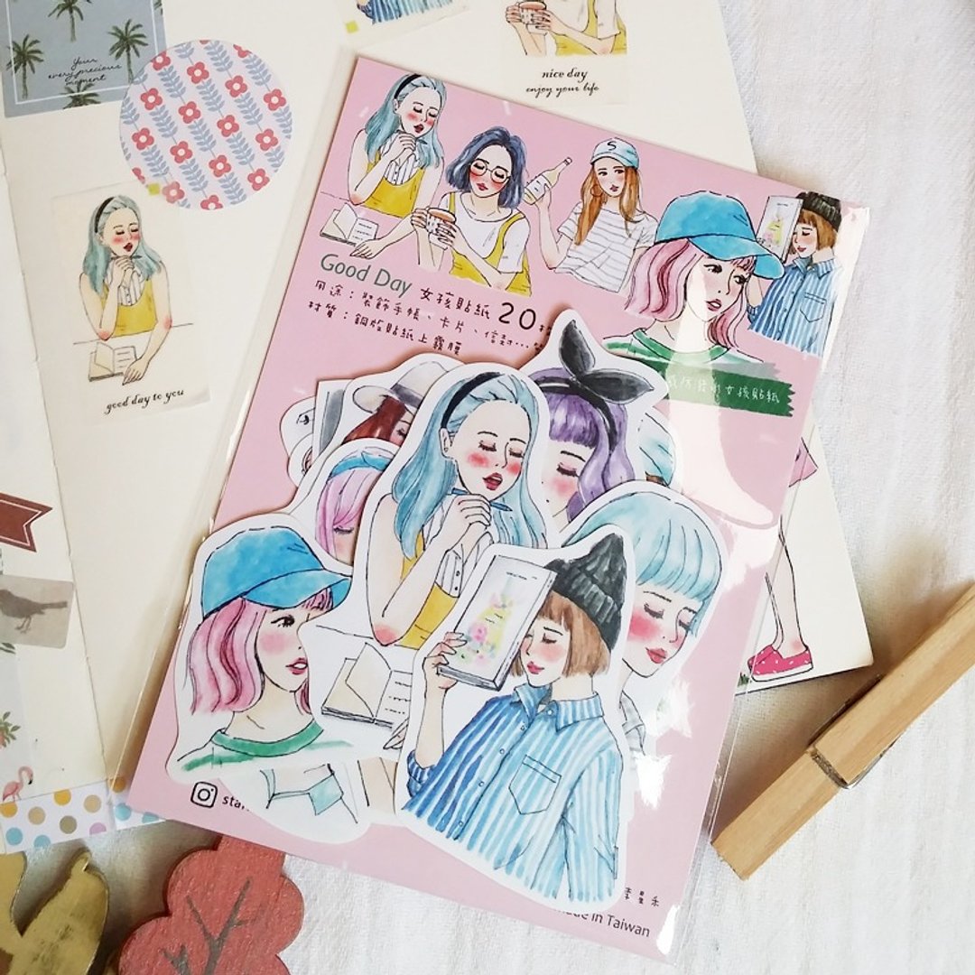 GOOD DAY 女孩贴纸组 20枚入 - 贴纸 - 纸 