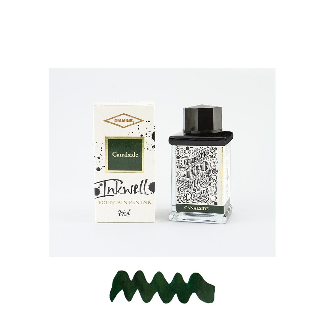 Diamine 160周年钢笔墨水 - Canalside (运河畔) - 75ml - 墨水 - 玻璃 绿色
