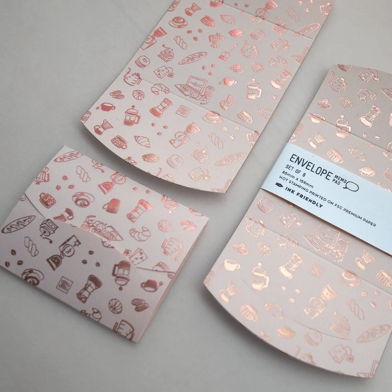 信封便笺 - 咖啡图案(set 8) - 信封/信纸 - 纸 粉红色