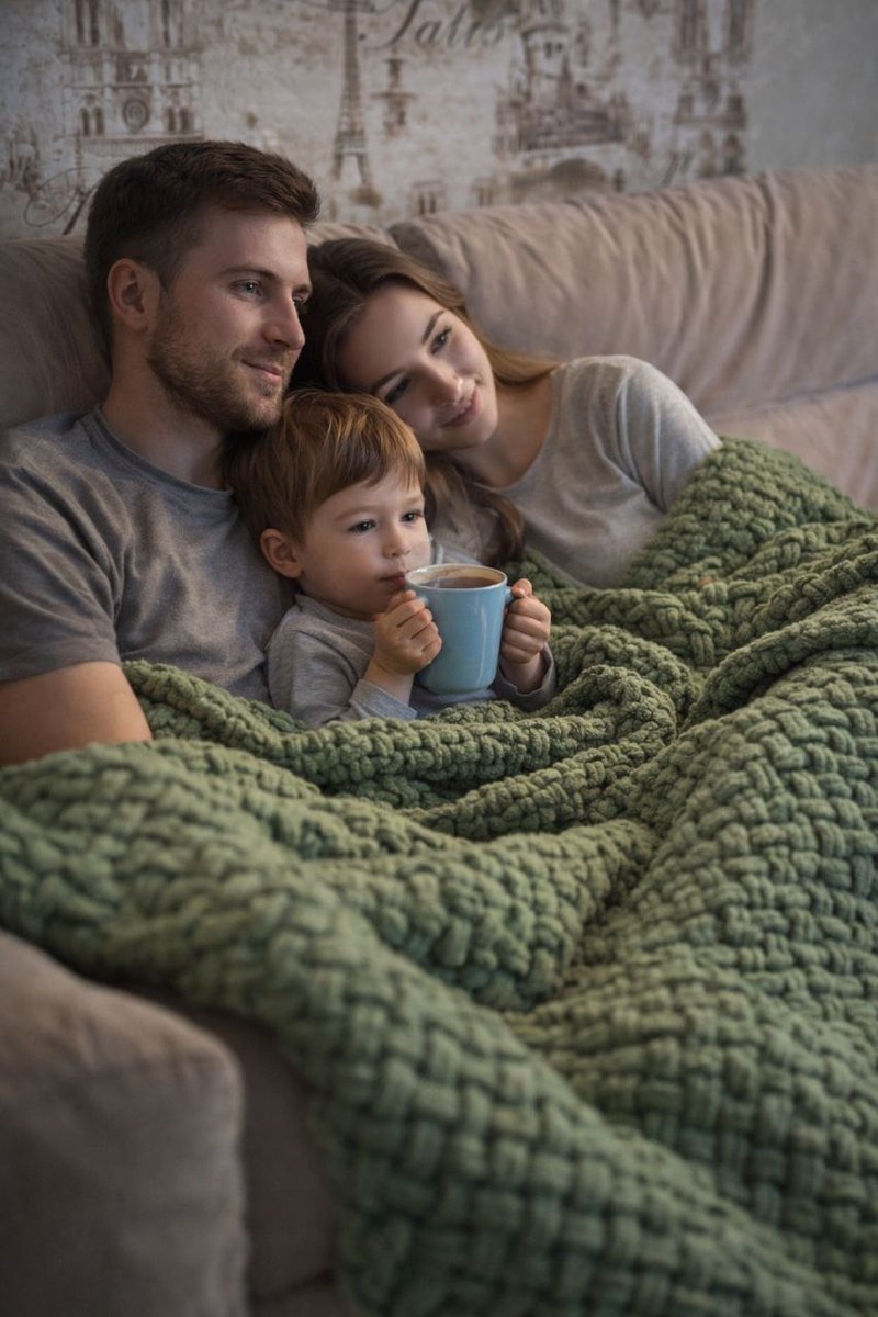 舒适针织盖毯 100×180 厘米 — 送给伴侣与她的温暖好礼 - 寝具 - 聚酯纤维 绿色