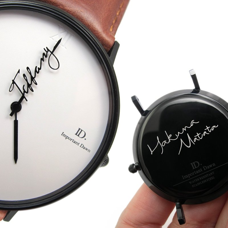 【定制化礼物】定制化手表礼物限量套组(指针订制+背盖刻印) - 男表/中性表 - 不锈钢 咖啡色