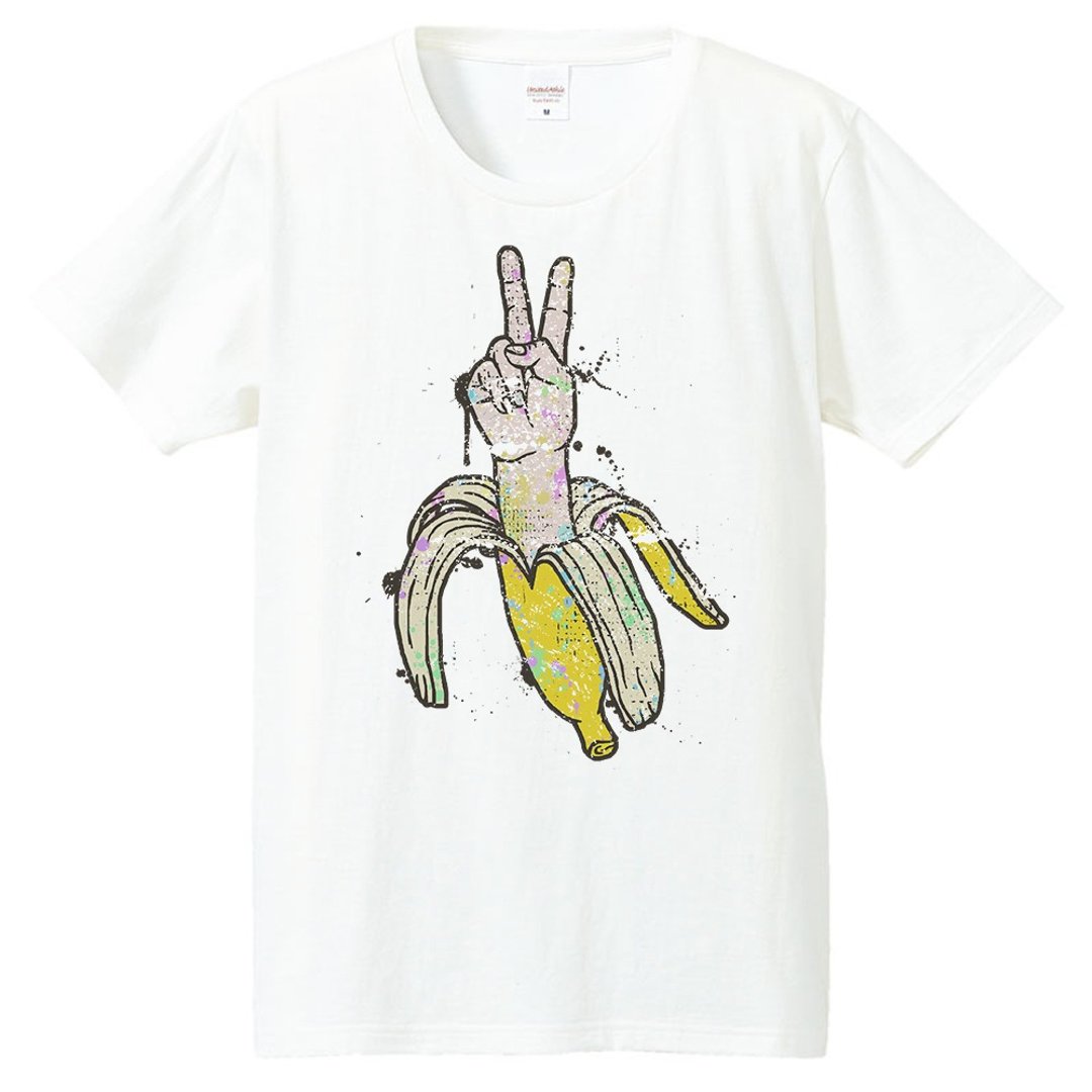 T-shirt / Crazy Banana - 男装上衣/T 恤 - 棉．麻 白色
