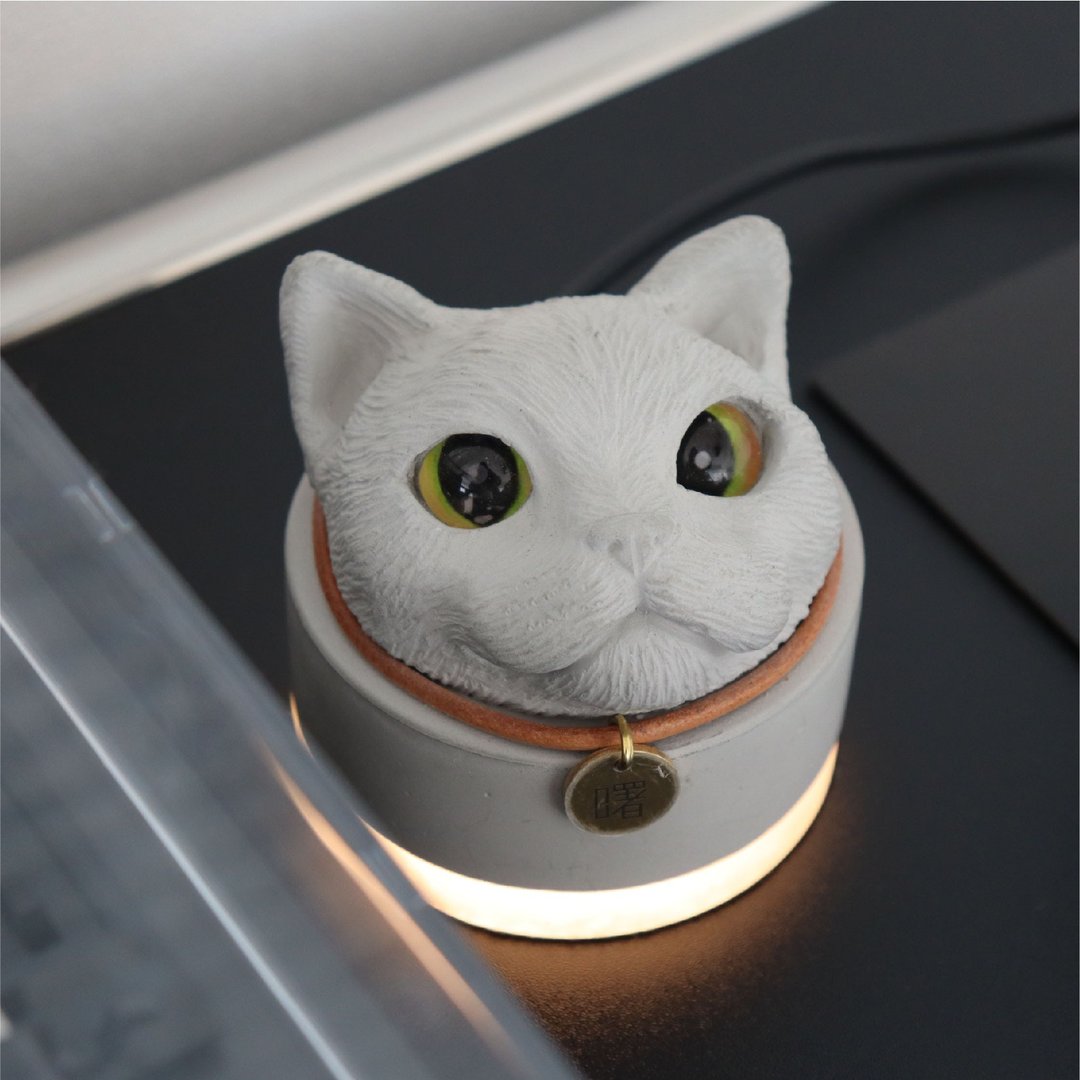曙MUSE 吊牌猫咪水管下发光水泥灯  送徽章 - 灯具/灯饰 - 水泥 灰色