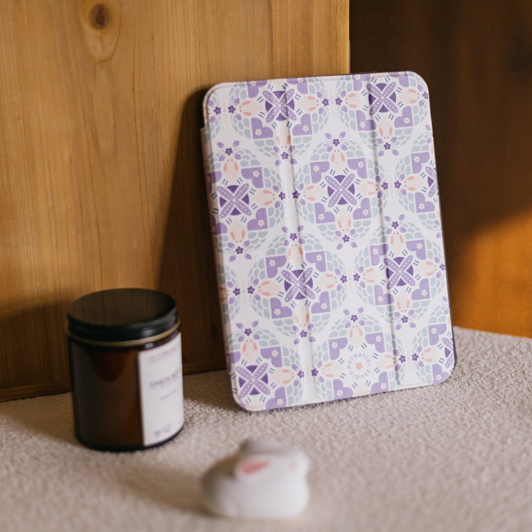 【 iPad Case 】Moonlight Rabbit 小月兔 / 磁砖系列 紫色 - 平板/电脑保护壳 - 硅胶 紫色