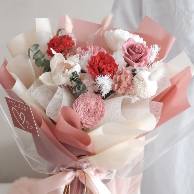 | 永生康乃馨大花束 | 母亲节花束 - 干燥花/捧花 - 植物．花 红色