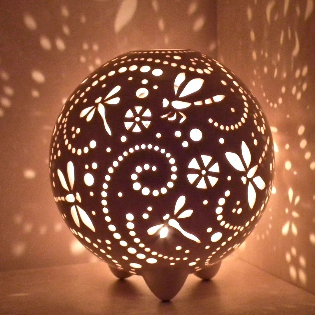 Dragonfly Candle Holder, Ceramic Candle Lantern - 蜡烛/烛台 - 陶 