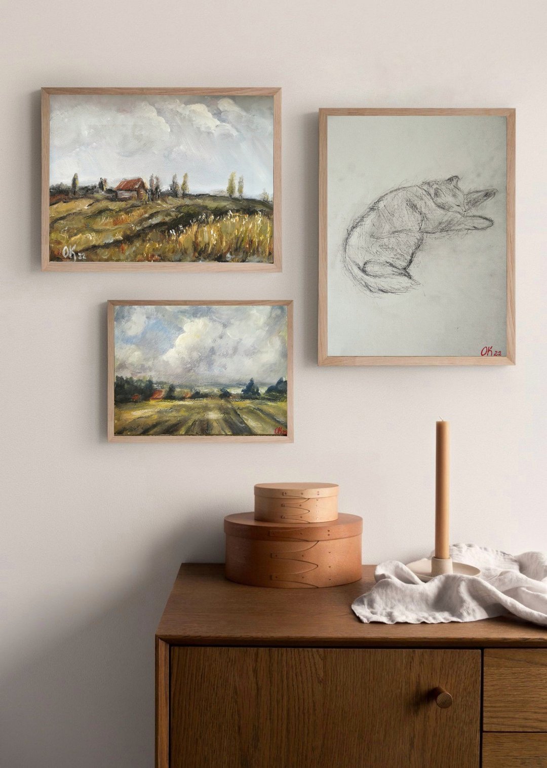Handmade relax paintings for wall decor - luxury set home decoration paintings - 墙贴/壁贴 - 其他材质 绿色