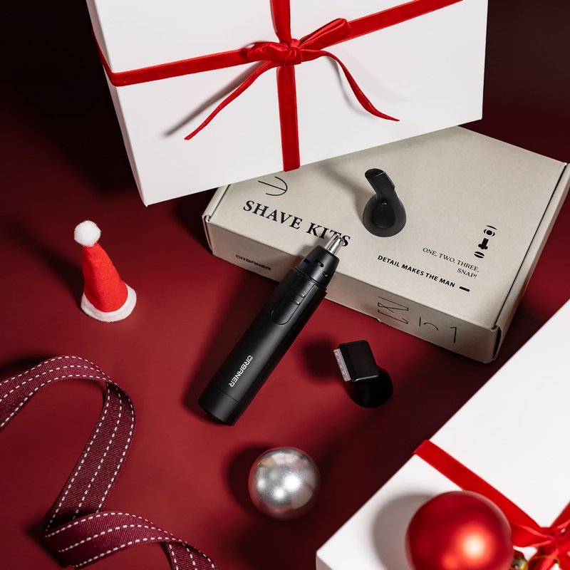 ::情人节礼物:MB-980奥本三合一礼盒(鼻毛/修胡/修眉刀) 父亲节礼 - 男性清洁护肤品 - 防水材质 黑色