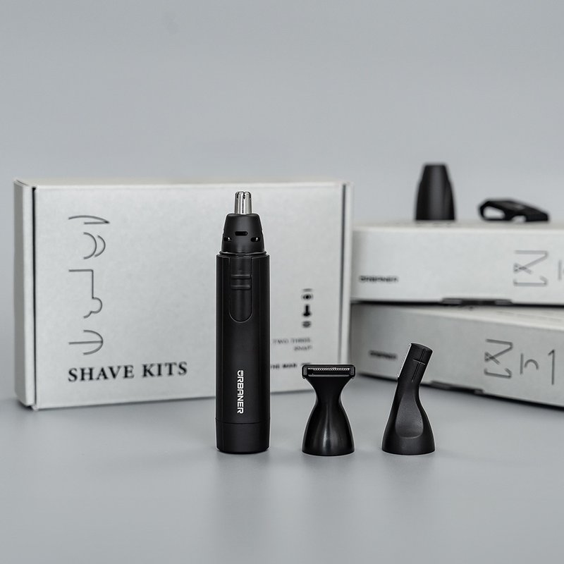 ::情人节礼物:MB-980奥本三合一礼盒(鼻毛/修胡/修眉刀) 父亲节礼 - 男性清洁护肤品 - 防水材质 黑色