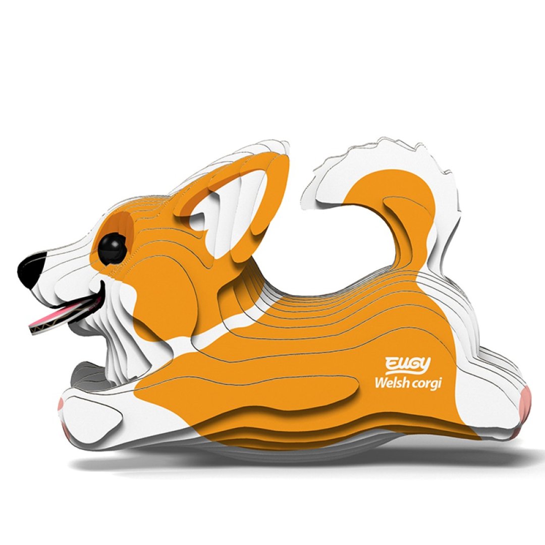 EUGY 3D坑纸拼图 - 080 威尔士科基犬 | 狗 办公室小物 公仔 拼图 - 拼图 - 纸 橘色