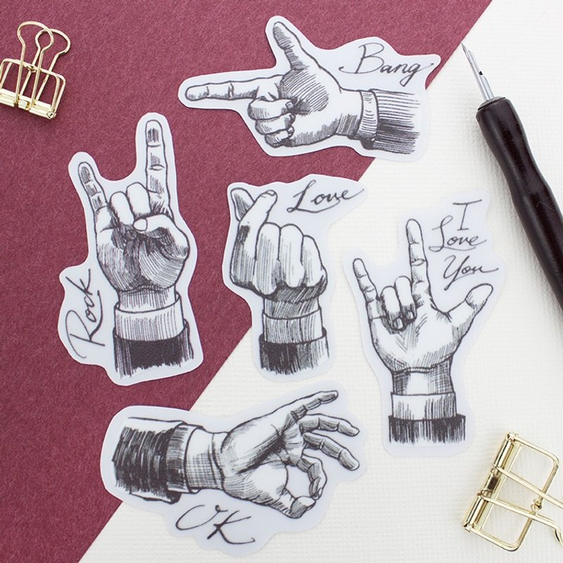 透明贴纸 - 手手 - 防水、防刮、防晒 - 任选4张 - 贴纸 - 塑料 透明