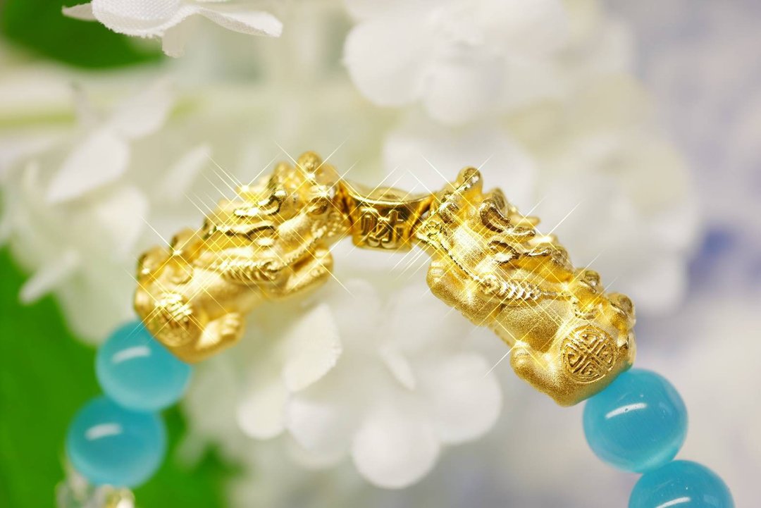 招财开运貔貅-(大三元版)-招财 纳福 旺业绩 - 手链/手环 - 24k 金 金色