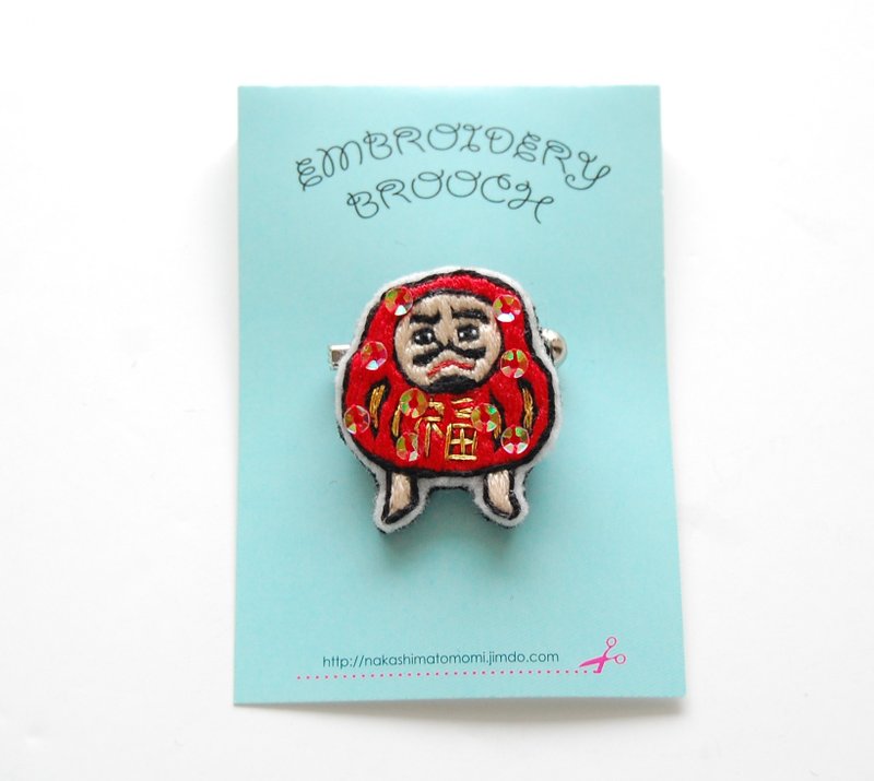 Embarrassing brooch of glittering legs Dharma - 胸针 - 羊毛 红色