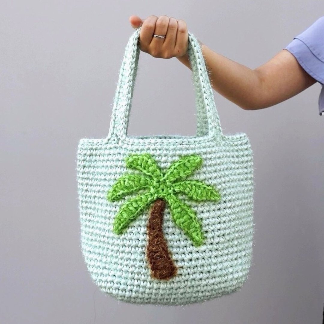 棕榈树手提包 日本制 轻量款 YURIPOP PALM TREE GREEN LEAF - 手提包/手提袋 - 环保材料 绿色