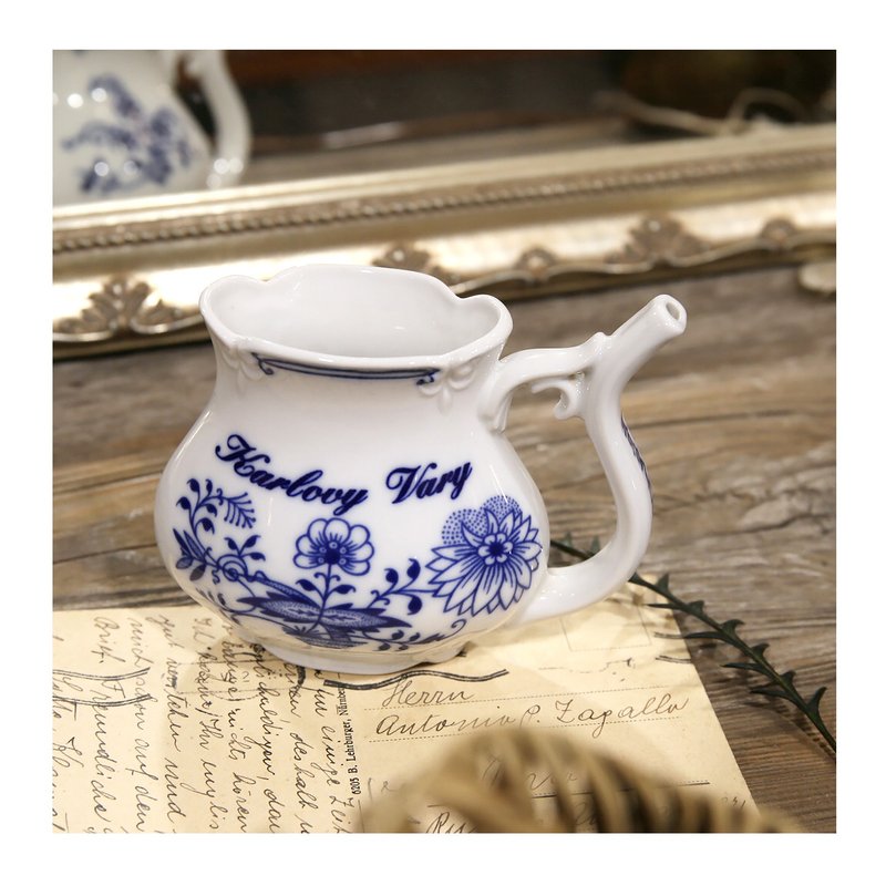 捷克老件.80年代卡洛维瓦利 (Karlovy Vary)瓷器.蓝洋葱.温泉杯 - 其他杯子 - 瓷 