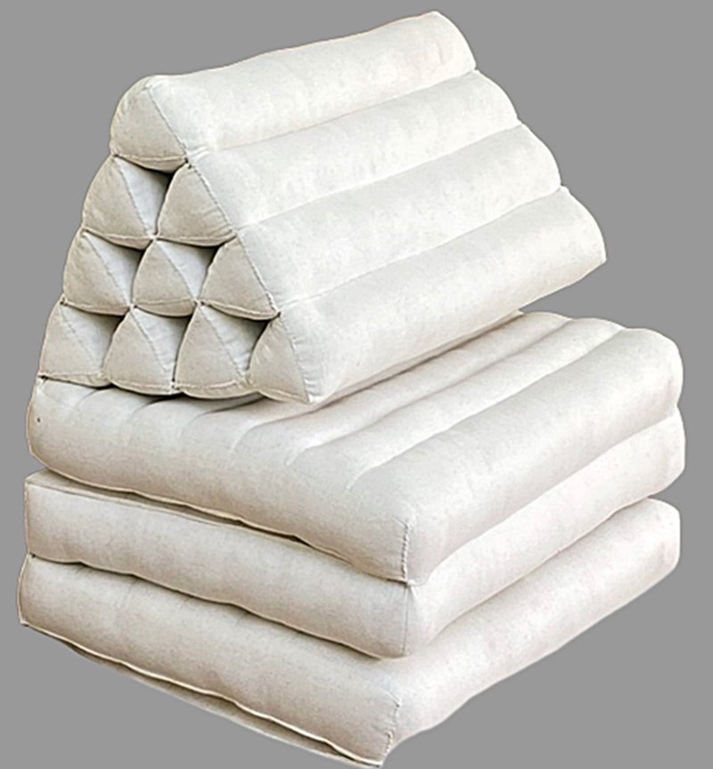 3折三角枕，尺寸50x160cm，Khit枕头，靠垫枕头，木棉枕头，Khit图案木棉床垫 - 枕头/抱枕 - 棉 白色