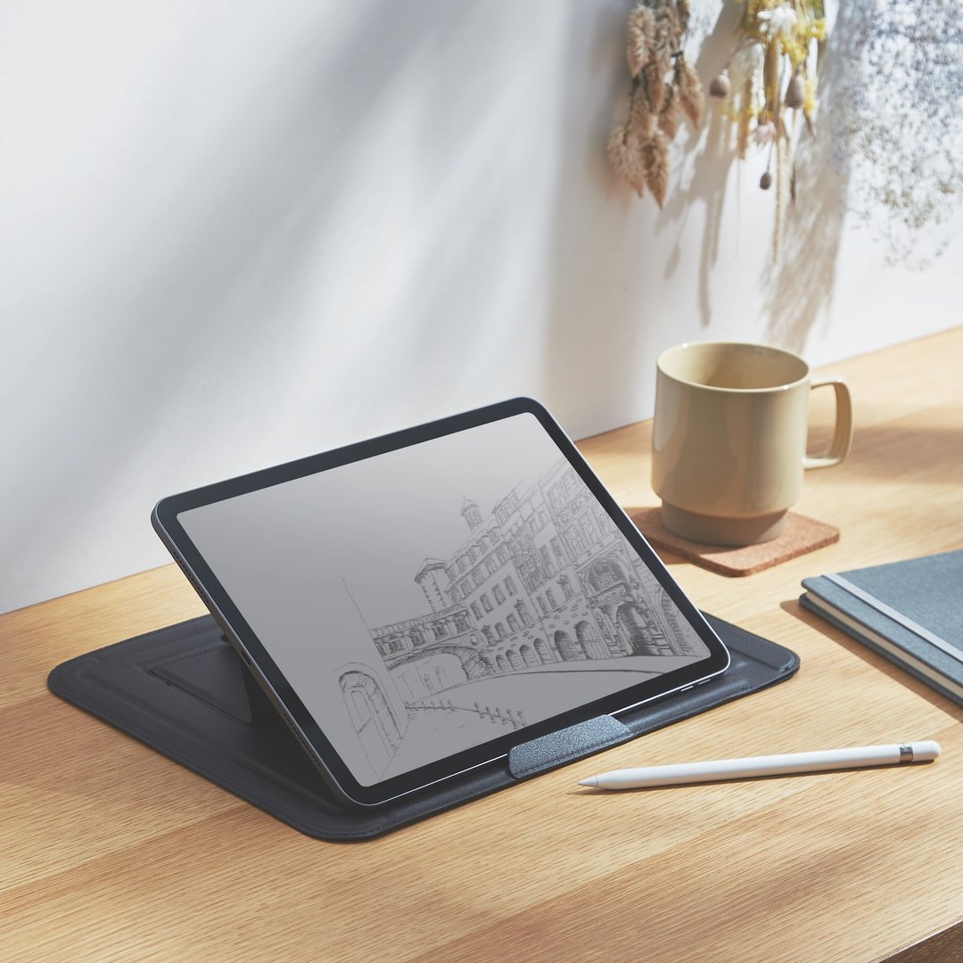 ELECOM iPad 皮革保护套可收纳触控笔 黑 - 平板/电脑保护壳 - 人造皮革 黑色