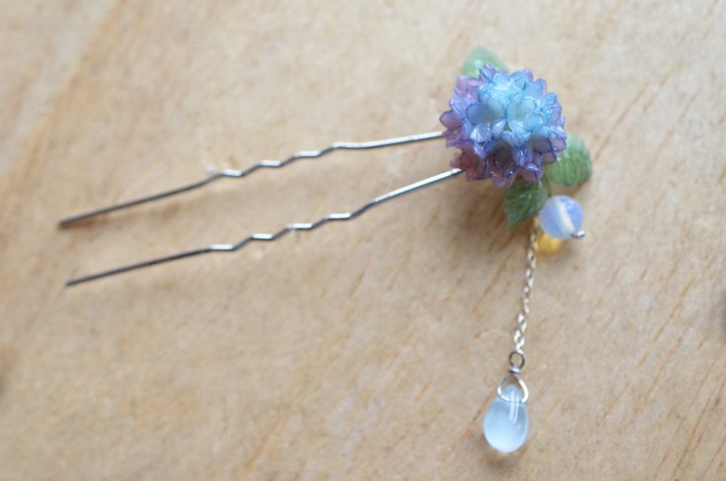 落雨绣球 小发钗 - 发饰 - 粘土 蓝色