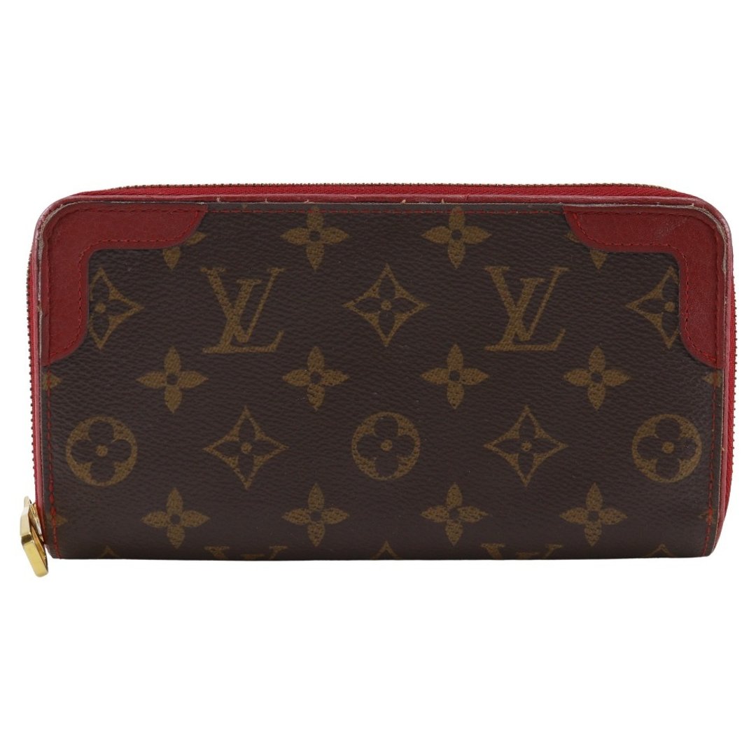 【日本直送】路易威登 LOUIS VUITTON Zippy Wallet Retiro 长夹 M61854 Monogram 樱桃红/棕 MI2119【二手】 - 皮夹/钱包 - 人造皮革 咖啡色