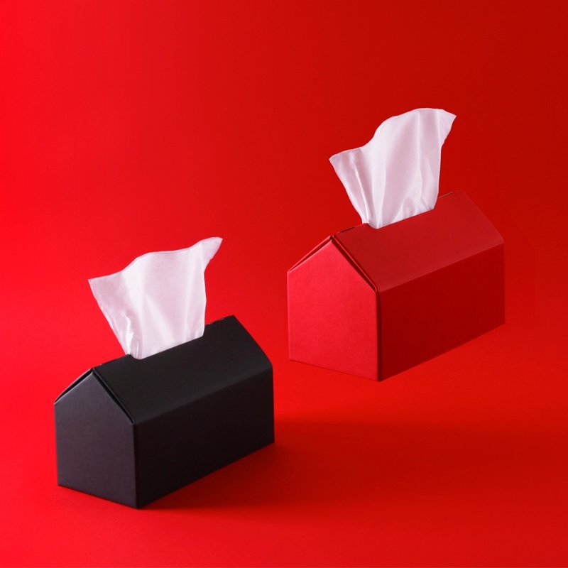 家－屋形面纸盒 / 质朴条纹系列 - 摆饰 - 纸 红色